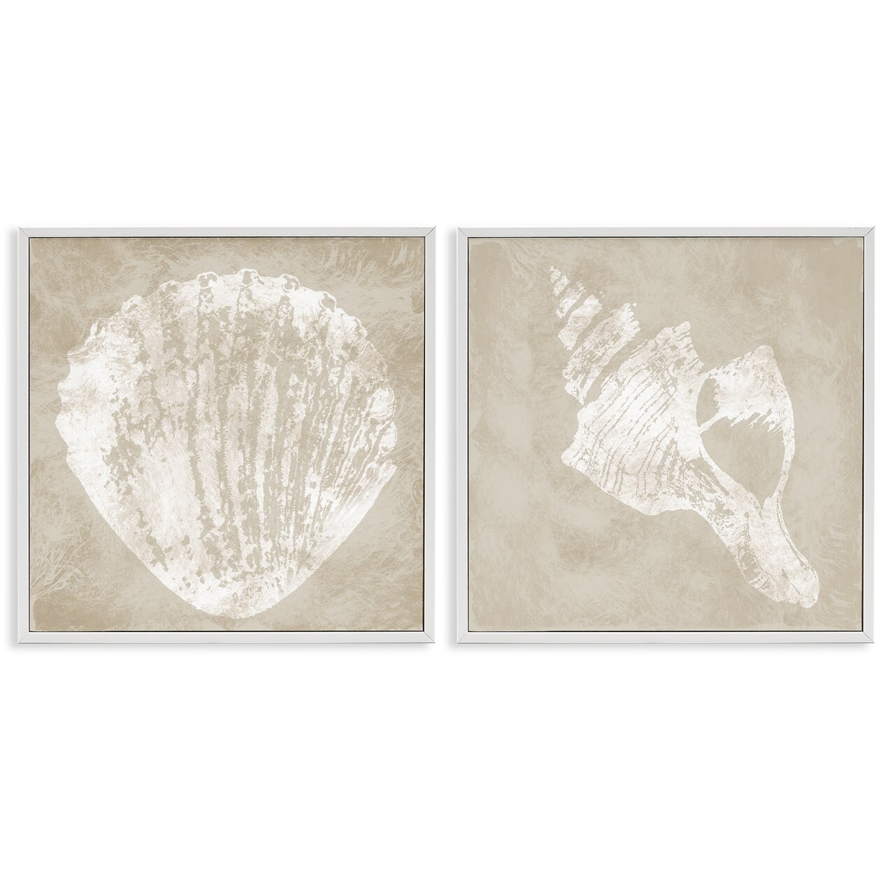 Stupell Industries Rustic Abstract Seashells 2pc Framed Giclee Wall Art Set Design by Carol Robinson